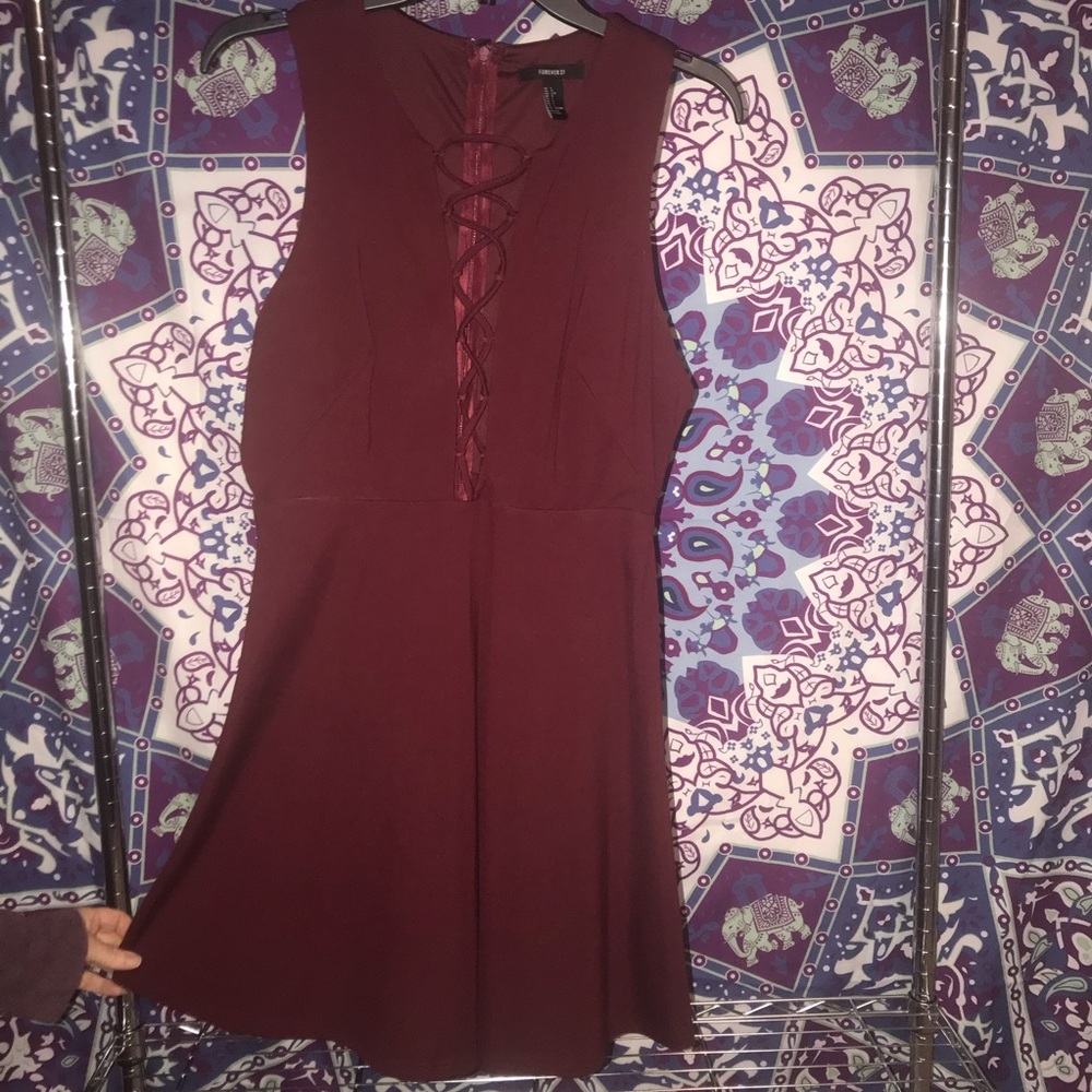 Burgundy L Skater Dress